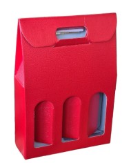 SCATOLA CON MANIGLIA PER 3 BOTTIGLIE ROSSA PZ 30
