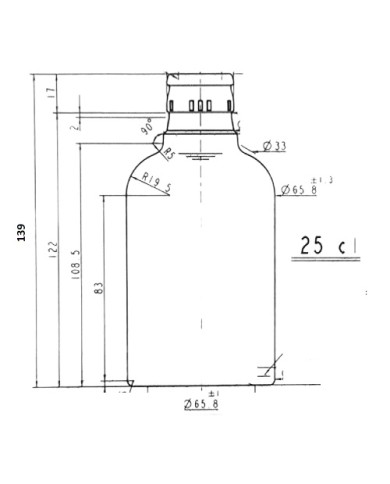 BOTTIGLIA BARRIQUE DA 250 CC MOLTO SCURA PZ 60