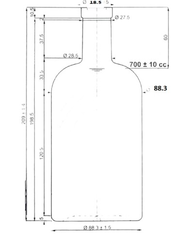 BOTTIGLIA IN VETRO PER LIQUORI 700 ML T F   PZ 20