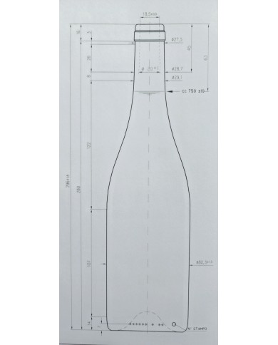 BOTTIGLIA BORGOGNOTTA 750 ML VETRO UVAG PEZZO 20