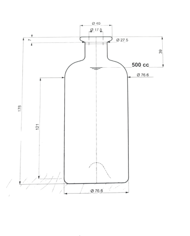 BOTTIGLIA PER GIN LIQUORI ANTIGUA TONDA DA 500 ML
