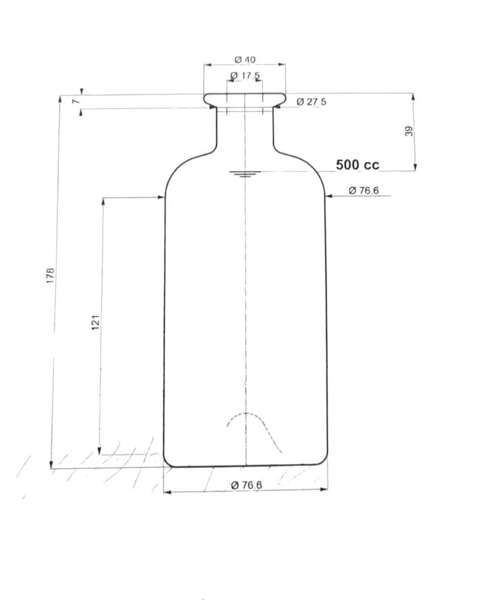 BOTTIGLIA PER GIN LIQUORI ANTIGUA TONDA DA 500 ML