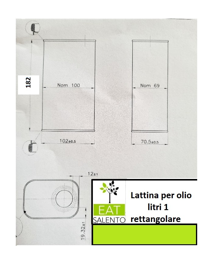 LATTINA PER OLIO LITRI 1 NERA CON TAPPO PZ 50